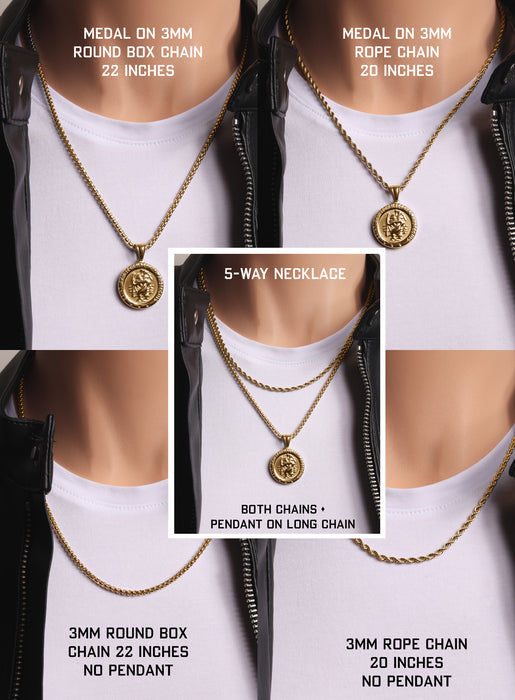 Necklace Set: Gold Rope Chain and St. Christopher Necklace — WE ARE ALL  SMITH