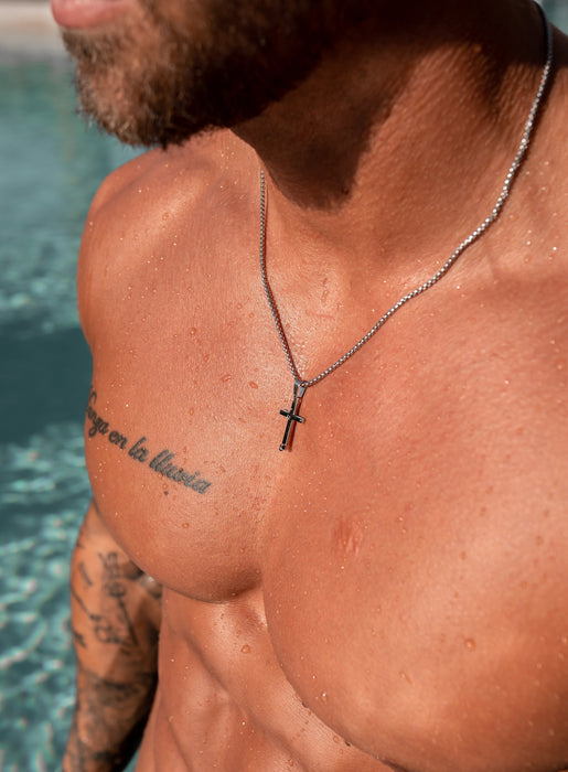 Sweatproof + Waterproof Men's Medium Cross Necklace Necklaces WE ARE ALL SMITH: Men's Jewelry & Clothing.   