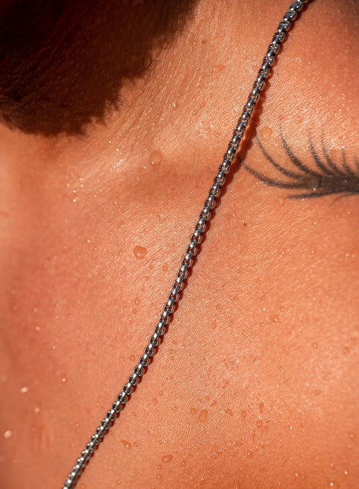 Sweatproof + Waterproof 4mm Round Box Chain Necklaces WE ARE ALL SMITH: Men's Jewelry & Clothing.   