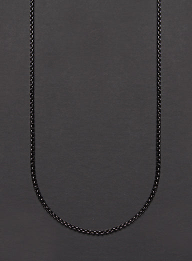 Black gunmetal plated stainless steel round box chain necklace for men  We Are All Smith   