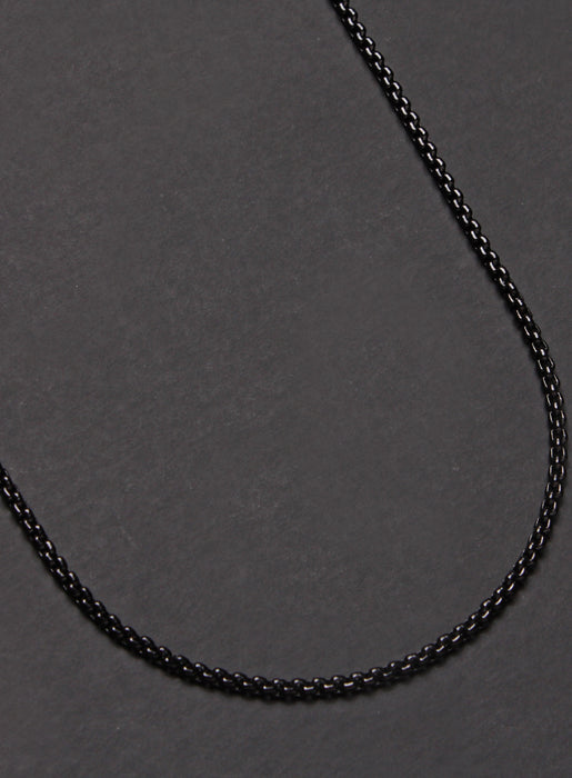 Black gunmetal plated stainless steel round box chain necklace for men  We Are All Smith   