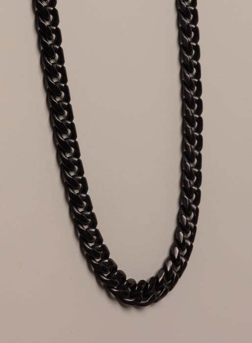 9mm Black Miami Cuban chain in black coated 316L Stainless Steel Necklaces WE ARE ALL SMITH: Men's Jewelry & Clothing.   