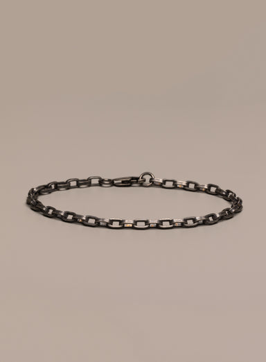 925 Oxidized Sterling Silver Elongated Cable Chain Bracelet Bracelets WE ARE ALL SMITH: Men's Jewelry & Clothing.   