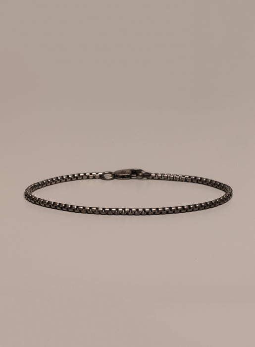 925 Oxidized Sterling Silver Venetian Round Box Chain Bracelet Bracelets WE ARE ALL SMITH: Men's Jewelry & Clothing.   
