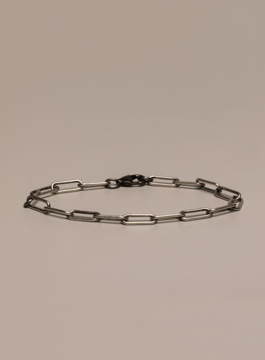 925 Oxidized Sterling Silver Clip Chain Bracelet Bracelets WE ARE ALL SMITH: Men's Jewelry & Clothing.   