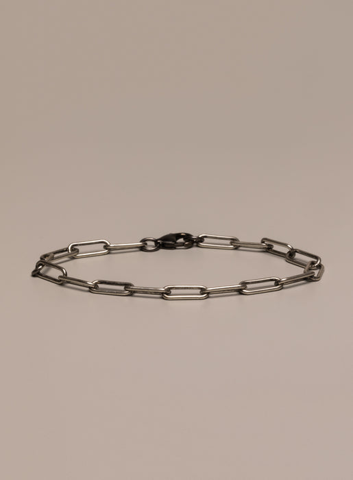 925 Oxidized Sterling Silver Clip Chain Bracelet Bracelets WE ARE ALL SMITH: Men's Jewelry & Clothing.   