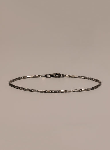925 Oxidized Sterling Silver Chain Bracelet Bracelets WE ARE ALL SMITH: Men's Jewelry & Clothing.   