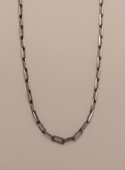 925 Oxidized Sterling Silver Elongated Cable Chain Necklace for Men  WE ARE ALL SMITH: Men's Jewelry & Clothing.   