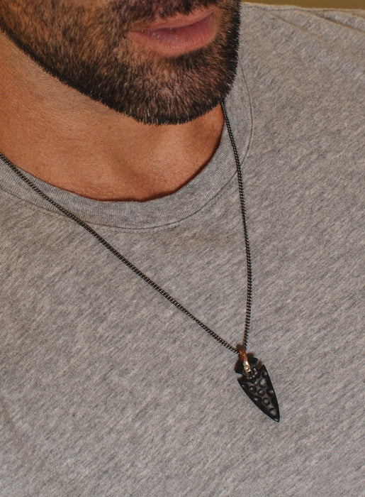 Men's Hand-Carved Wood Arrowhead Pendant Necklace Necklaces We Are All Smith   