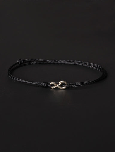 Infinity Bracelet - Black cord men's bracelet with silver clasp Jewelry We Are All Smith   