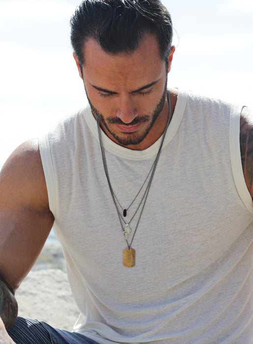 Sterling Silver Cross + Saint Benedict Medal for Men Necklaces WE ARE ALL SMITH   