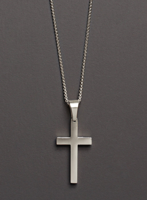 Sujal Impex Religious Lord Jesus Christ Big Cross Silver Stainless Steel  Pendant Necklace Chain For Men And Women