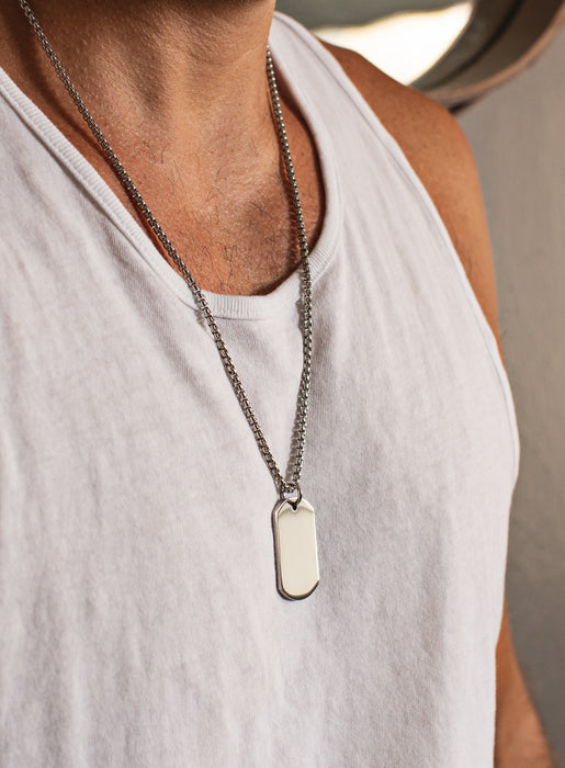 Sterling Silver Dog Tag Necklace | Eve's Addiction