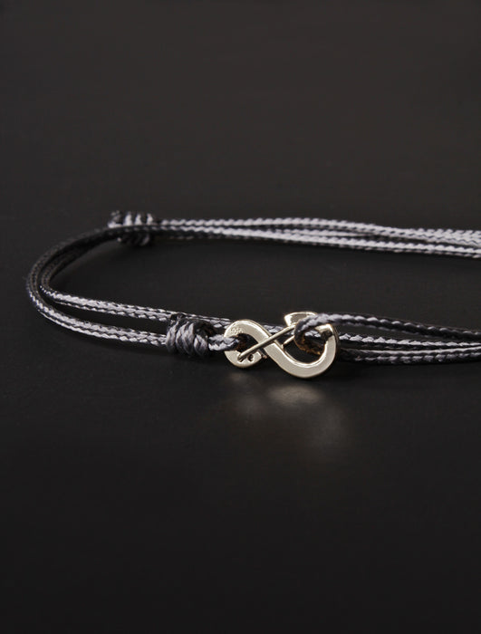 Infinity Bracelet - Gray cord men's bracelet with silver clasp Jewelry We Are All Smith   
