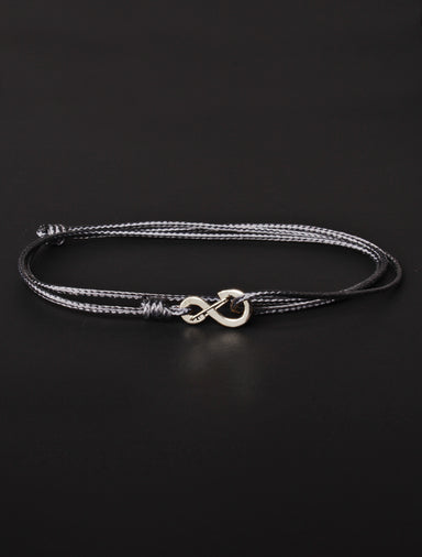 Infinity Bracelet - Gray cord men's bracelet with silver clasp Jewelry We Are All Smith   