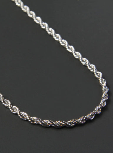 Sweatproof + Waterproof Silver Rope chain necklace 2.5 mm Necklaces WE ARE ALL SMITH: Men's Jewelry & Clothing.   