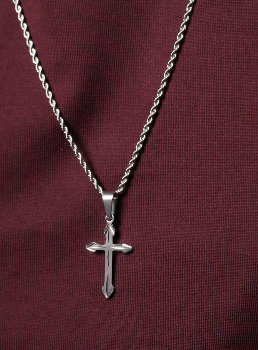 Waterproof Silver Cross for Men on Rope Chain Necklaces WE ARE ALL SMITH: Men's Jewelry & Clothing.   