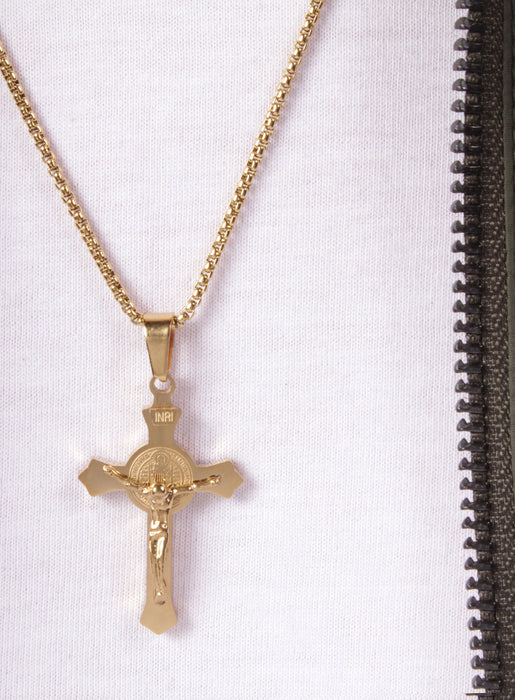 Men's Necklace Gold Crucifix Pendant Necklace Necklaces WE ARE ALL SMITH: Men's Jewelry & Clothing.   