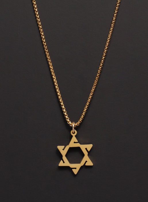 Gold Star of David Stainless Steel Necklace Necklaces WE ARE ALL SMITH: Men's Jewelry & Clothing.   