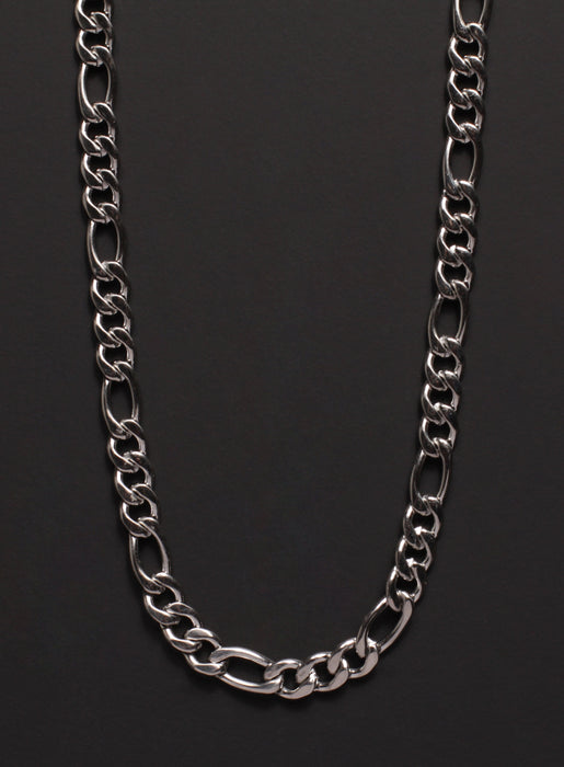 Waterproof 6mm Silver Figaro Chain Necklace  WE ARE ALL SMITH: Men's Jewelry & Clothing.   