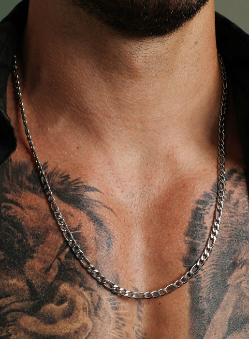 5mm Silver Figaro Chain Necklace for Men Necklaces WE ARE ALL SMITH: Men's Jewelry & Clothing.   