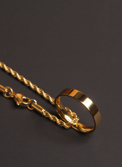 Gold Ring Necklace on rope chain Necklaces WE ARE ALL SMITH: Men's Jewelry & Clothing.   