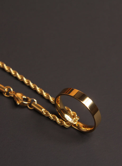 Gold Ring Necklace on rope style chain. Necklaces WE ARE ALL SMITH: Men's Jewelry & Clothing.   