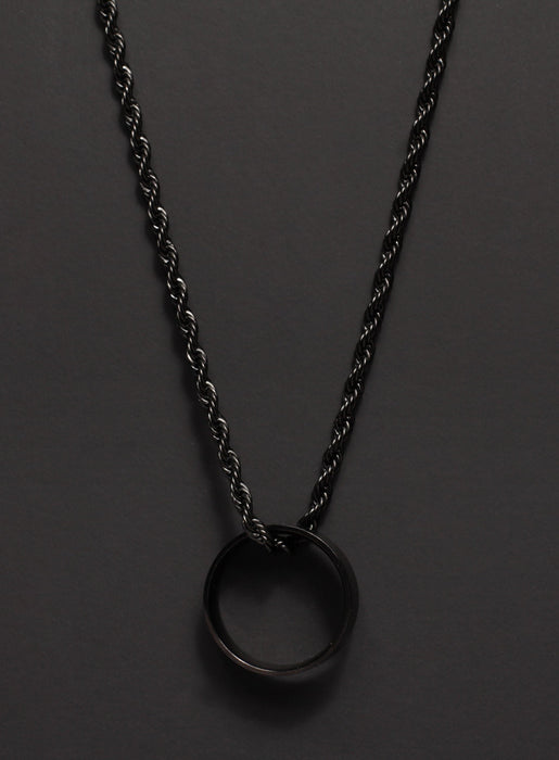 Black ring Rope Necklace for Men