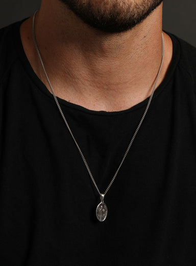 925 Sterling Silver St Benedict Oval Medal / Necklaces WE ARE ALL SMITH: Men's Jewelry & Clothing.   