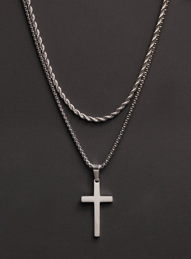 Waterproof Necklace set for men with Large Cross and rope chain Necklaces WE ARE ALL SMITH: Men's Jewelry & Clothing.   