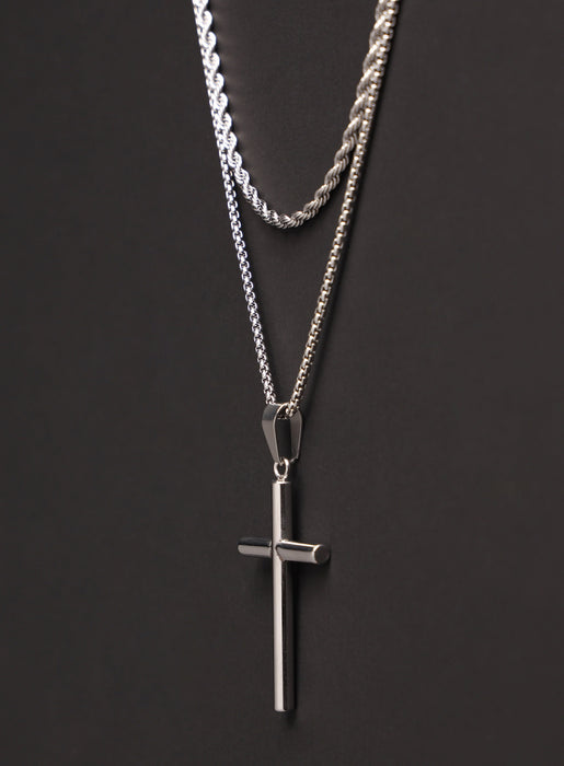 Waterproof SET OF 2 NECKLACES rope chain and cross necklace Necklaces WE ARE ALL SMITH: Men's Jewelry & Clothing.   