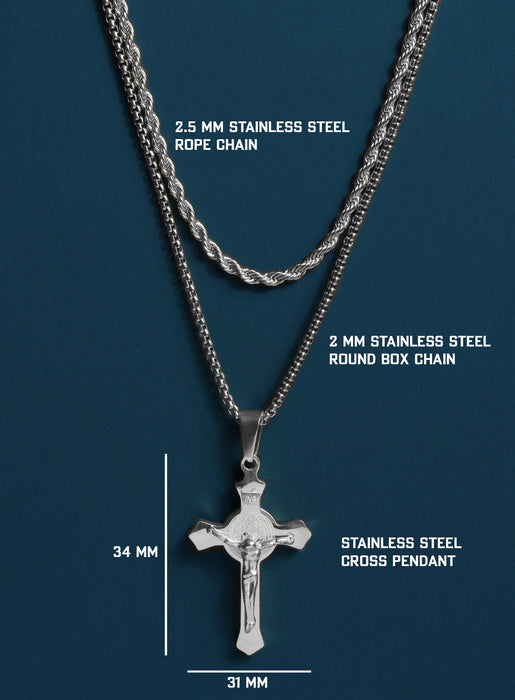 Waterproof Stainless Steel Crucifix Necklaces WE ARE ALL SMITH: Men's Jewelry & Clothing.   