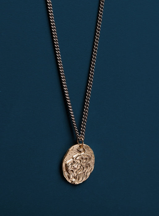 Bronze & Sterling Lion Head Pendant Necklace for Men Necklaces WE ARE ALL SMITH: Men's Jewelry & Clothing.   