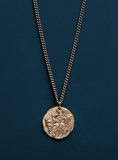 Bronze & Sterling Lion Head Pendant Necklace for Men Necklaces WE ARE ALL SMITH: Men's Jewelry & Clothing.   
