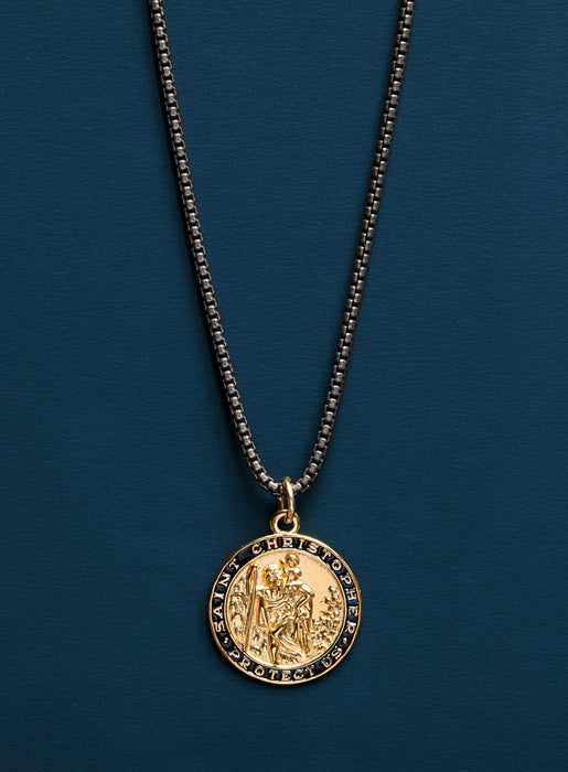 Real 10K Yellow Gold Saint Christopher Pendant & 2.5mm Rope Chain, Men  Women | eBay