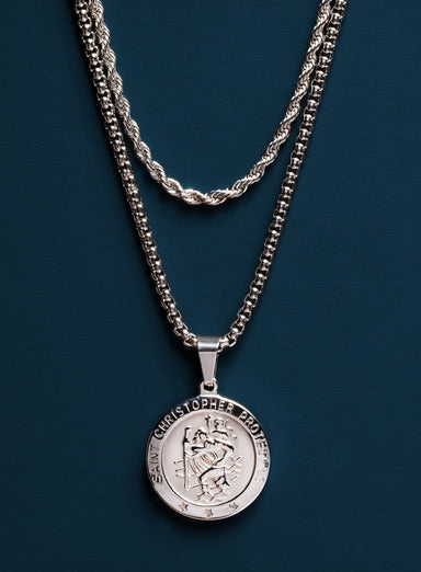 Waterproof Saint Christopher Necklace 5 Way Set Necklaces WE ARE ALL SMITH: Men's Jewelry & Clothing.   