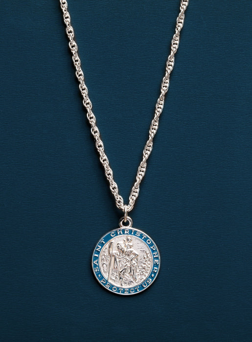 Sterling Silver Saint Christopher Medal Necklace for Men Necklaces WE ARE ALL SMITH: Men's Jewelry & Clothing.   