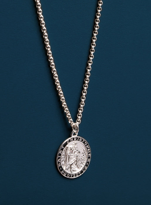 Sterling Silver St Christopher Medal Necklace for Men Necklaces WE ARE ALL SMITH: Men's Jewelry & Clothing.   