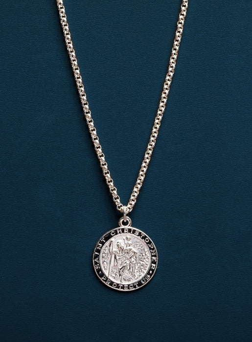 Sterling Silver St Christopher Medal Necklace for Men Necklaces WE ARE ALL SMITH: Men's Jewelry & Clothing.   