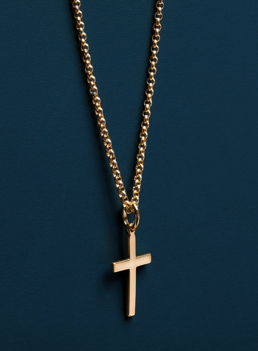 Vermeil gold Cross on 14k Gold Filled Rolo Chain Necklaces WE ARE ALL SMITH: Men's Jewelry & Clothing.   