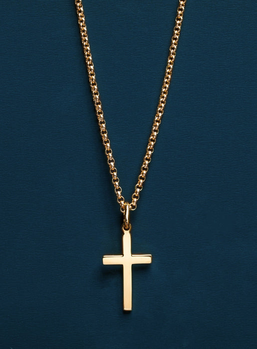 Vermeil gold Cross on 14k Gold Filled Rolo Chain Necklaces WE ARE ALL SMITH: Men's Jewelry & Clothing.   
