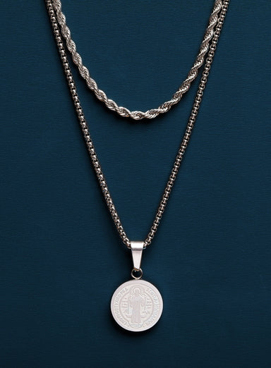 Waterproof Saint Benedict Necklace Set Necklaces WE ARE ALL SMITH: Men's Jewelry & Clothing.   