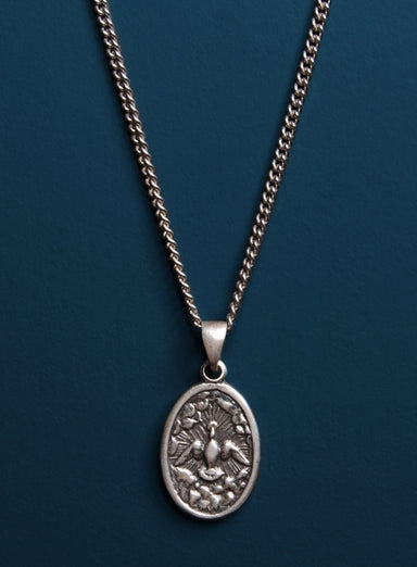 925 Sterling Silver Holy Spirit Oval Medal Necklaces WE ARE ALL SMITH: Men's Jewelry & Clothing.   