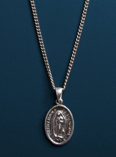Lady of Guadalupe Oval Sterling Silver Medal Necklaces WE ARE ALL SMITH: Men's Jewelry & Clothing.   