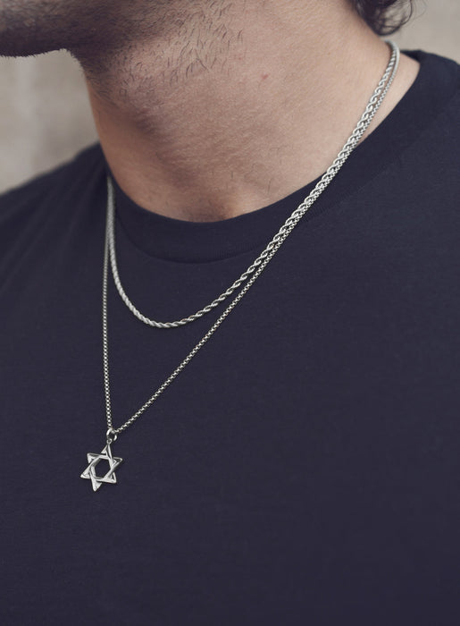 Waterproof Stainless Steel Star of David Necklace Set Necklaces WE ARE ALL SMITH: Men's Jewelry & Clothing.   