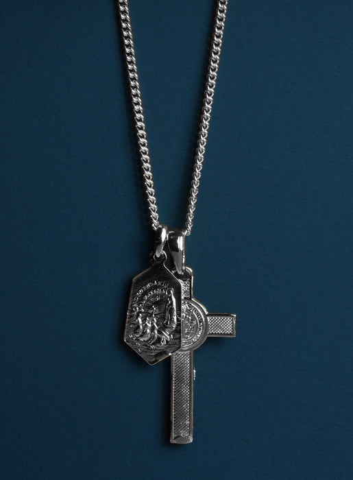 Men's silver Crucifix and Mary medal necklace Necklaces WE ARE ALL SMITH: Men's Jewelry & Clothing.   