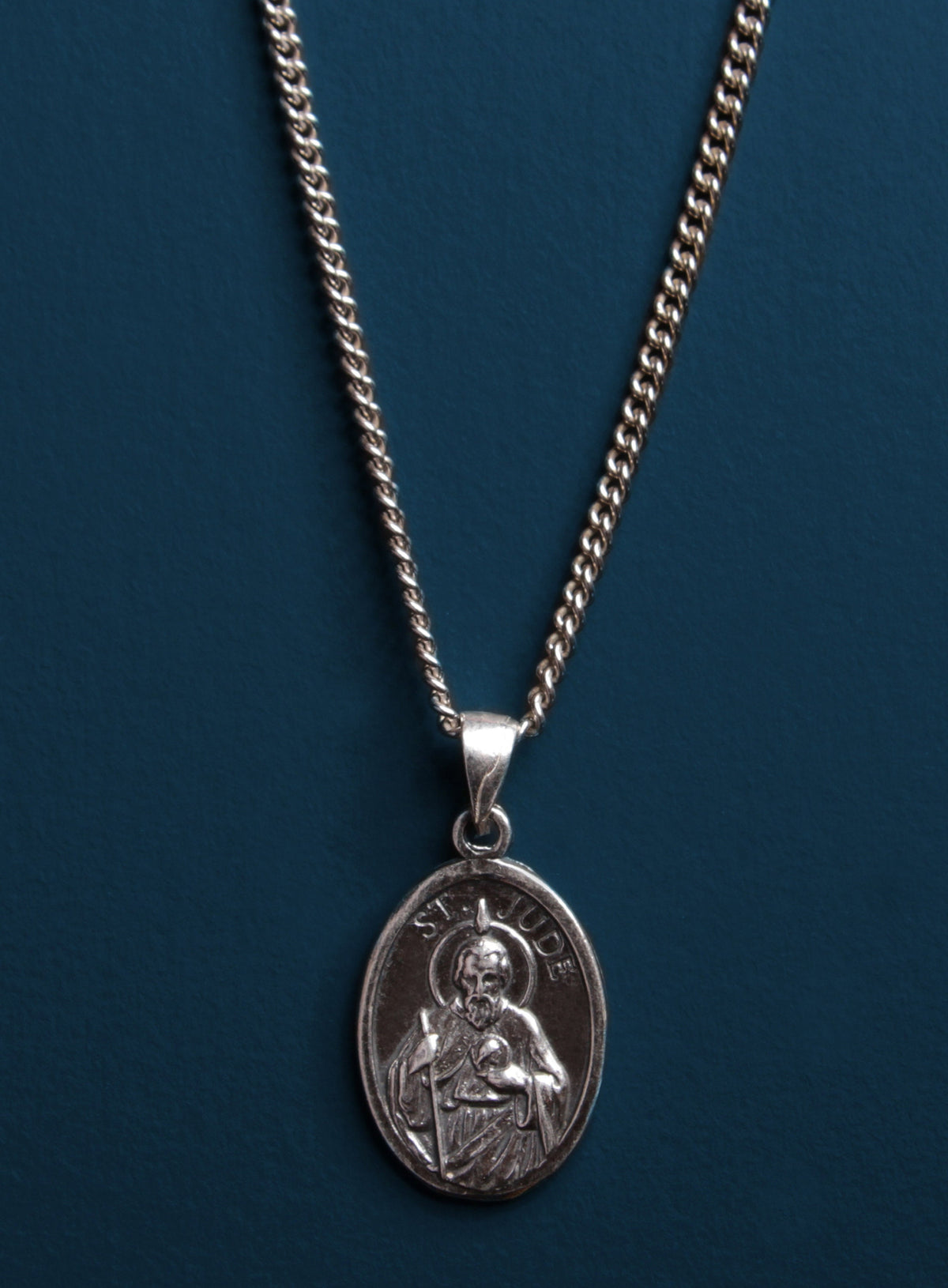 St. Jude Sterling Silver Oval Medal Necklace WE ARE ALL SMITH