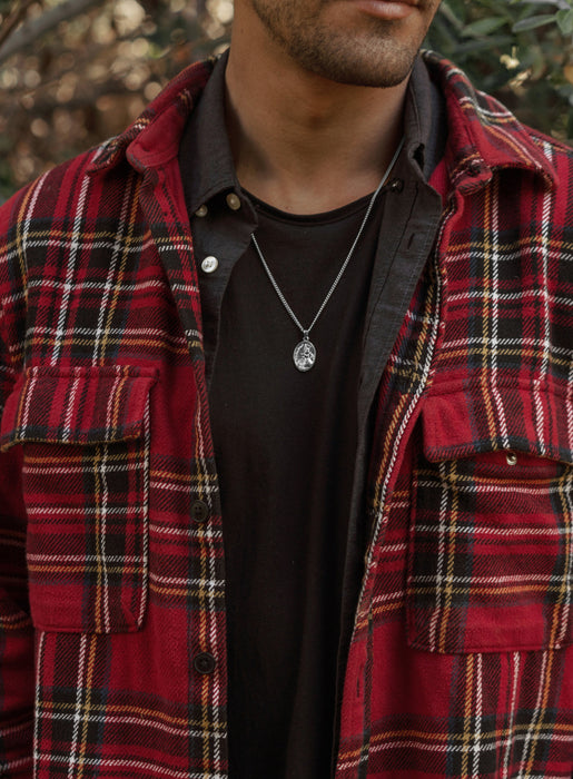 St Michael and Guardian Angel Men's Necklace Necklaces WE ARE ALL SMITH: Men's Jewelry & Clothing.   
