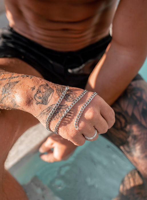 Sweatproof + Waterproof 5mm Stainless Steel Curb Chain Necklaces WE ARE ALL SMITH: Men's Jewelry & Clothing.   