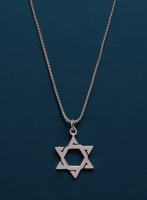 Sweatproof + Waterproof Star of David Silver Necklace Necklaces WE ARE ALL SMITH: Men's Jewelry & Clothing.   